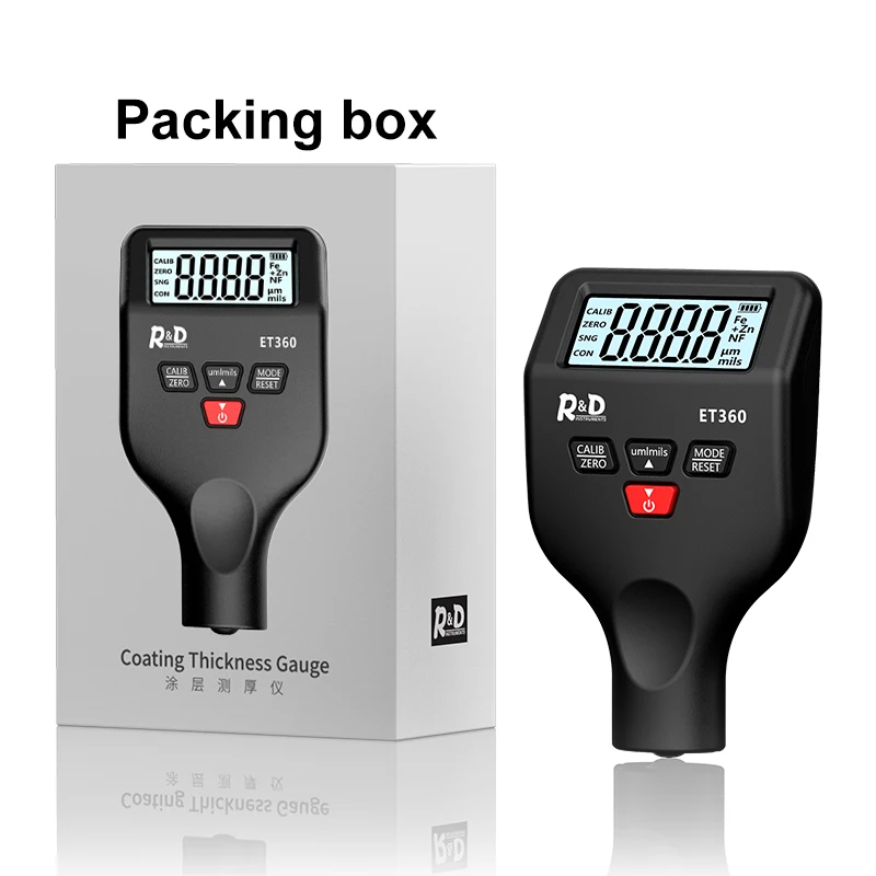 R&D ET360 Car Paint Thickness Meter High Precision Car Paint Coating Thickness Gauge Fe/NFe Fe+ Zn Russian Manual