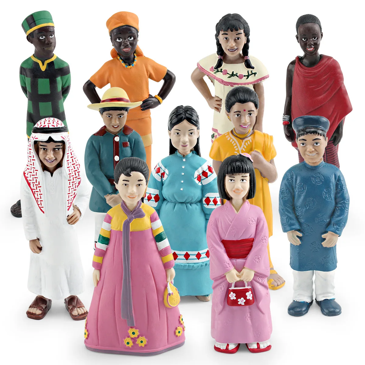 lelewu simulates all over the world ethnic figure models South Korea Japan Arab India boy girl doll decoration