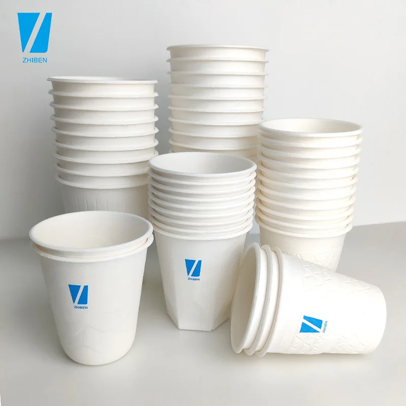 Zhiben Biodegradable Disposable compostable eco friendly coffee paper Disposable cup coffee paper cups with lid