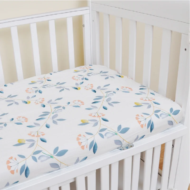 
Factory price gots organic baby fitted crib sheets Muslin or jersey cotton crib sheet fitted baby cot soft crib fitted sheet 