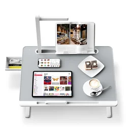 Регулируемая подставка для ноутбука SAIJI, столик-поднос для ноутбука, столик со светодиодной подсветкой, складной столик для ноутбука из ПВХ и кожи