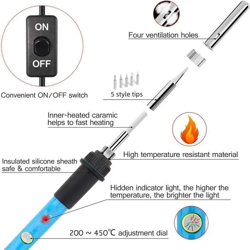 9160 soldering iron kit 60w professional soldering iron high power soldering iron with temperature control