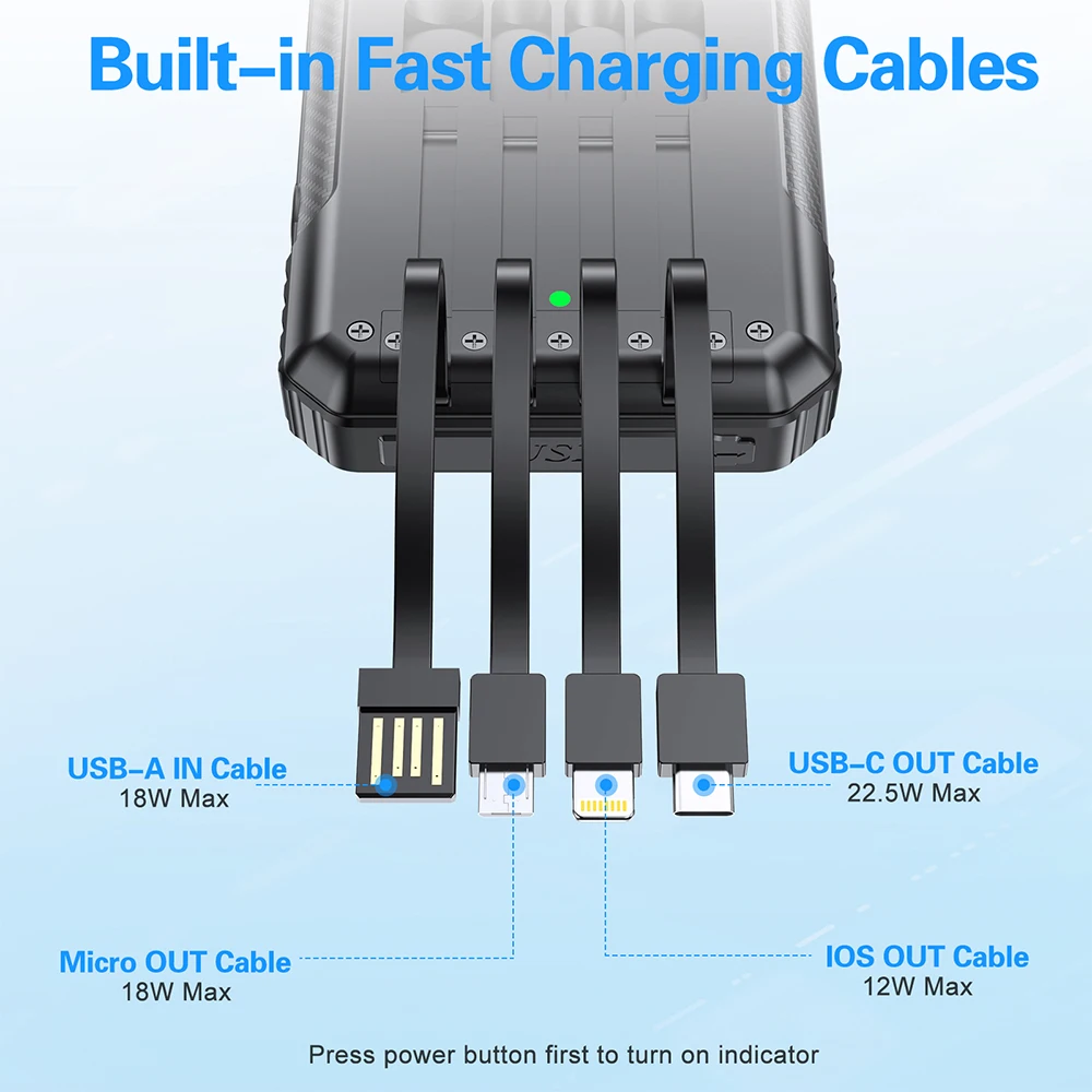 20000mAh solar charging mobile power bank with various fast charging interfaces and supports wireless fast charging