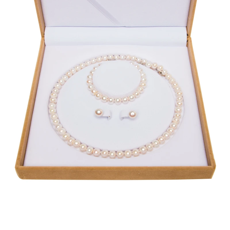 Китай оптовая продажа с фабрики Лидер продаж настоящее натуральный пресноводный жемчуг комплект ювелирных изделий
