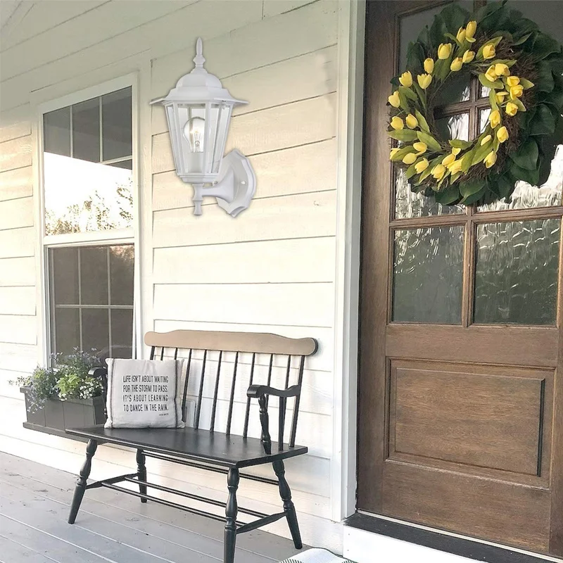 Outdoor Wall Lantern white Cast Aluminum Waterproof outdoor wall lighting Clear glass for garden wall light