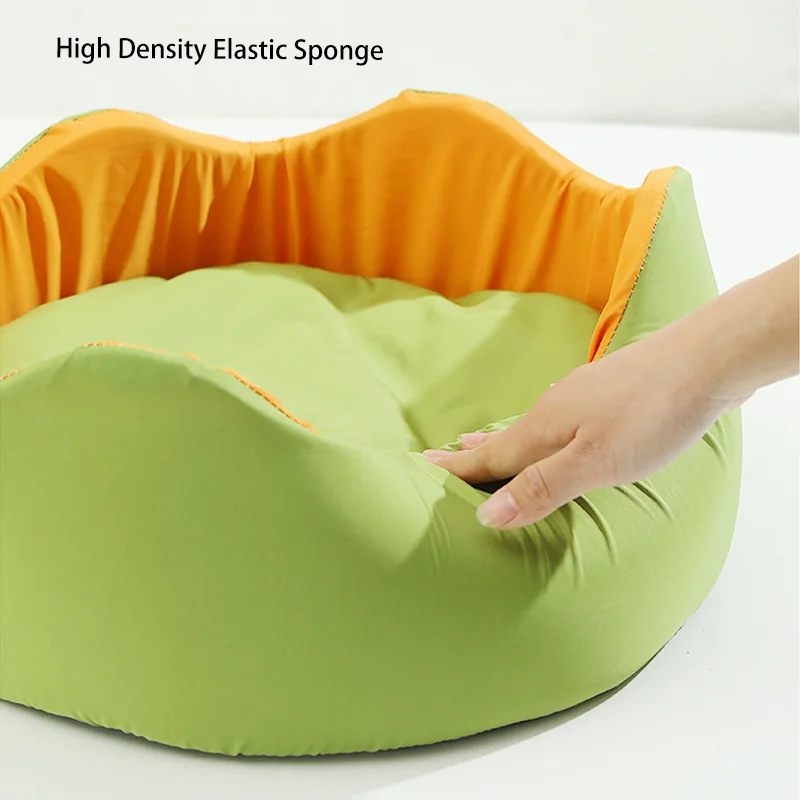 Dog Cool Pet Soft Cute Cat Bed Nest Sponge Removable Pet Supplies Deep Sleep Ice Silk Flower Floral Shape Dog Round Pet Bed Cat