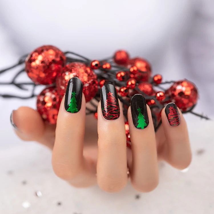 Merry Christmas gift pattern real nail polish stickers nail wraps