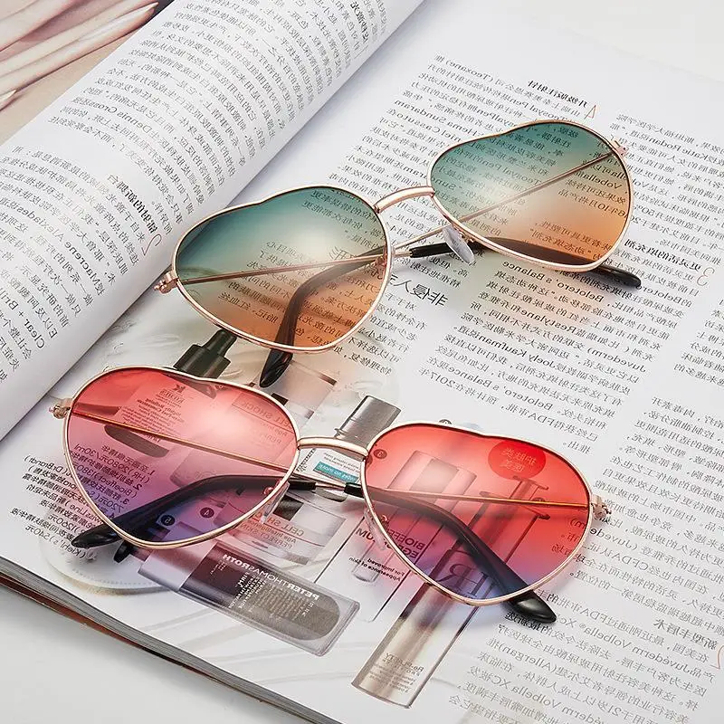 Vintage Metal Heart Sunglasses Women Sunglasses Heart Glasses
