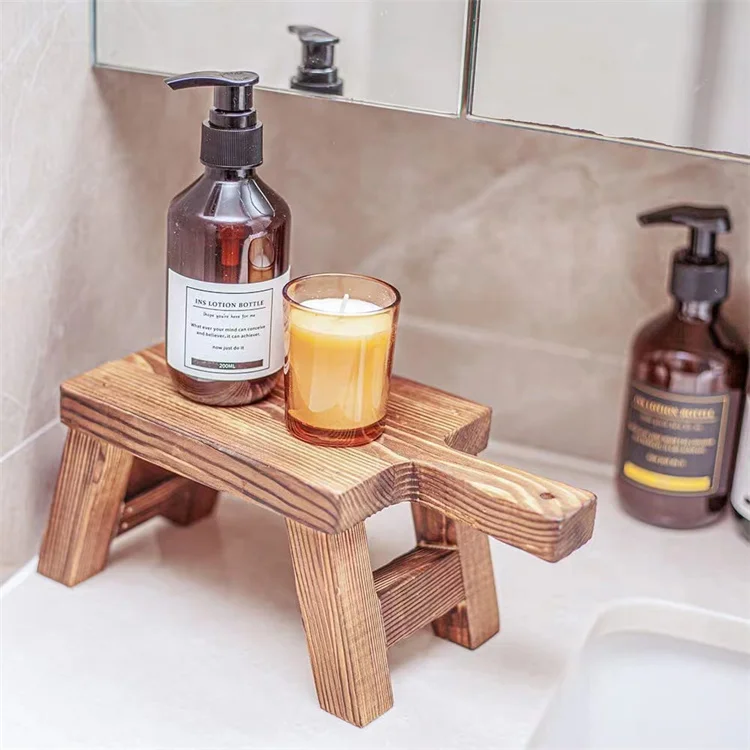 Wood Pedestal Riser, Farmhouse Footed Kitchen Soap Tray Decorative Waterproof Wooden Stand,Counter Sink Home Decor