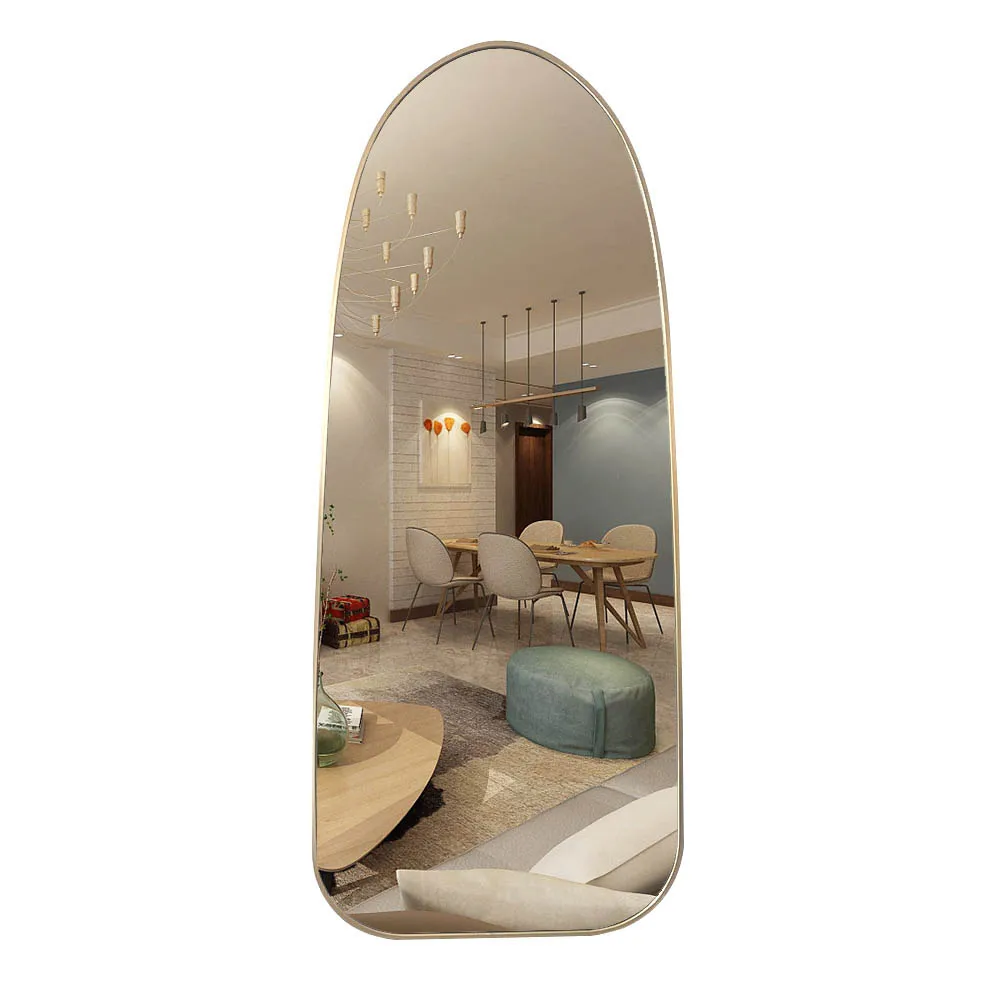 Living Room Home Decor Custom Large Irregular Gold Metal Framed Full Length Long Body Hanging Wall Mirror Miroir Espejo