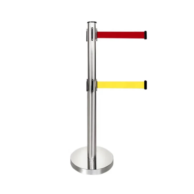 JESSUBOND Wholesale High Quality Airport Queue Pole Double Line Retractable Belt Queue Barrier
