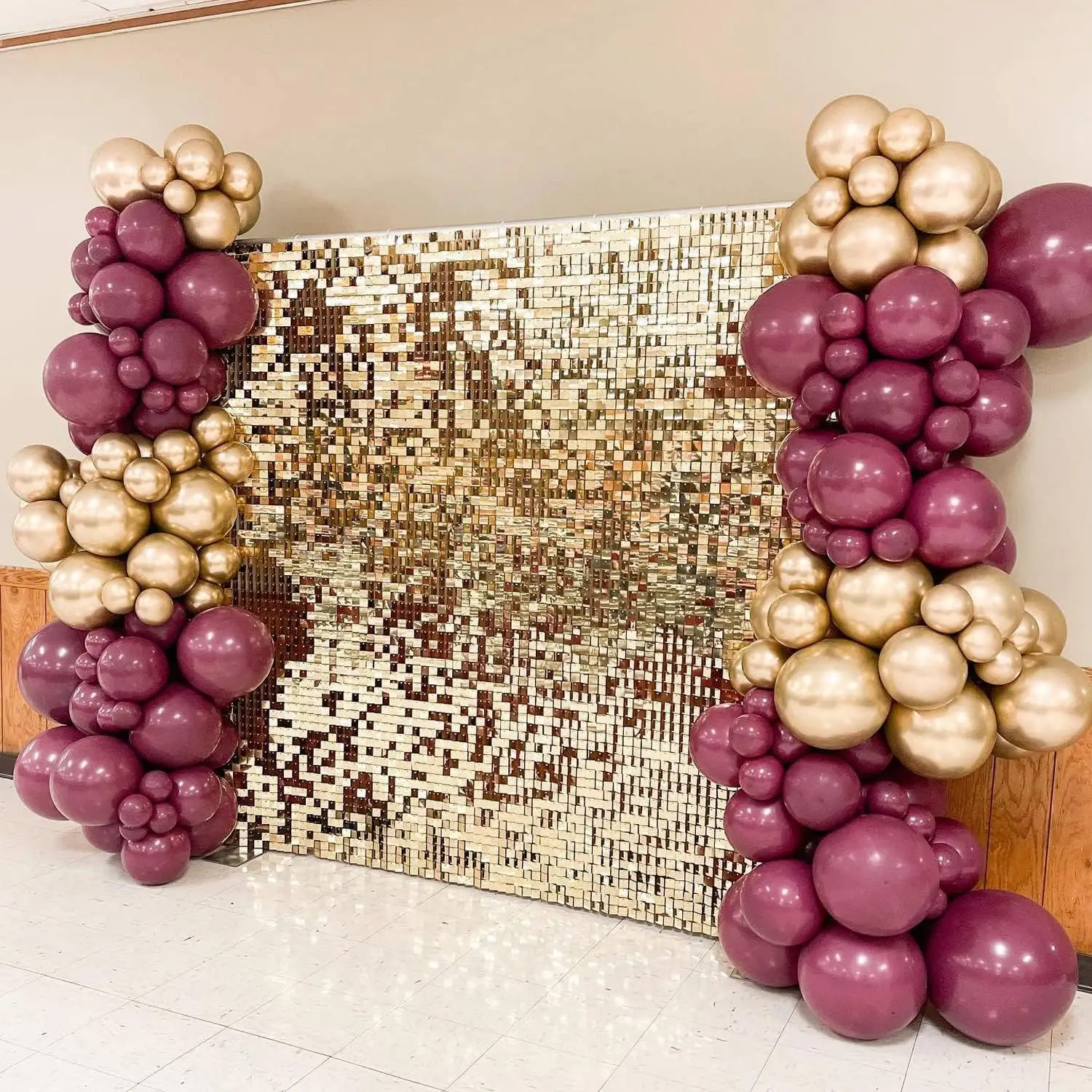 Light Gold Shimmer Wall 24 pcs Gold Sequins Backdrop Decoration Panels Photo Backdrops for Birthday Anniversary Decoration