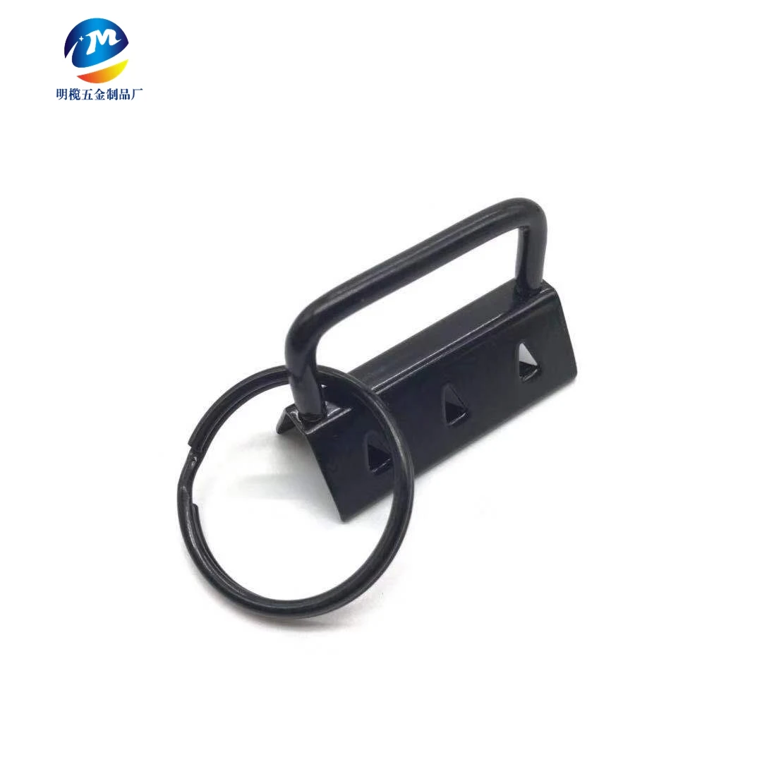 wholesale bulk black nickle plated metal key ring tail clip fob hardware hangerings with keyringbuckle tail clip
