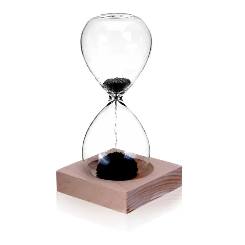 Custom Sand Timer Unique Clock Hour Glass Magnetic band Wooden base Hourglass