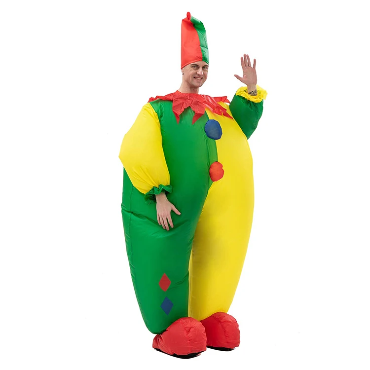 Fat clown inflatable costume for Halloween Fancy Dress Cosplay Blow Up Full Body Suit Jumpsuit for Adult