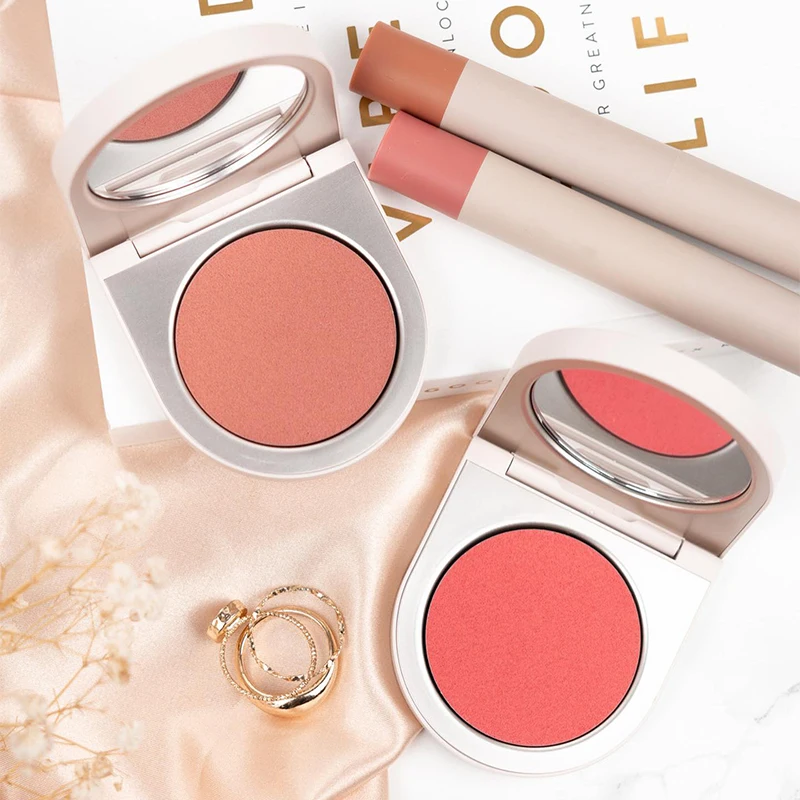 customize own logo brand unique vegan highlighter bronzer contour makeup loose powder blush makeup blush private label