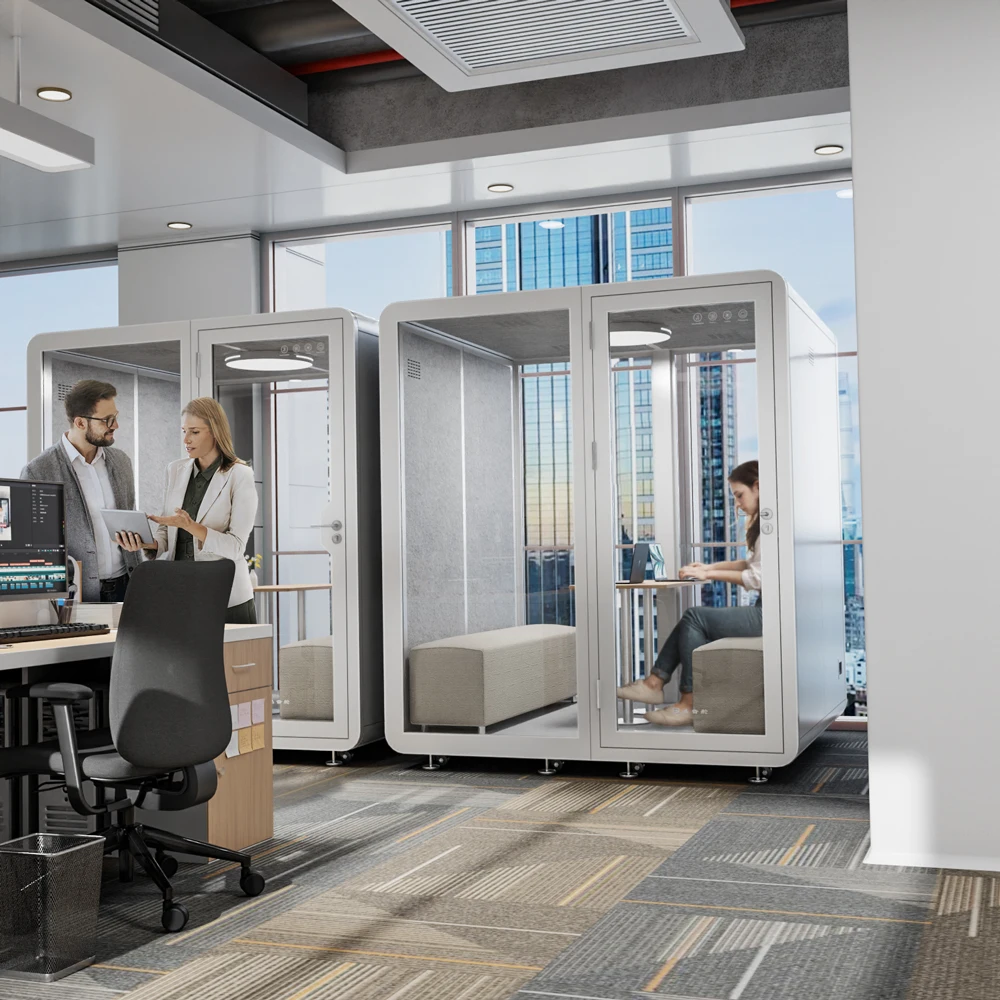 Multi-person Office Meeting Cubicle With Computer Desk, Suitable for Private Office, Silent Soundproof Cubicle Office Partition