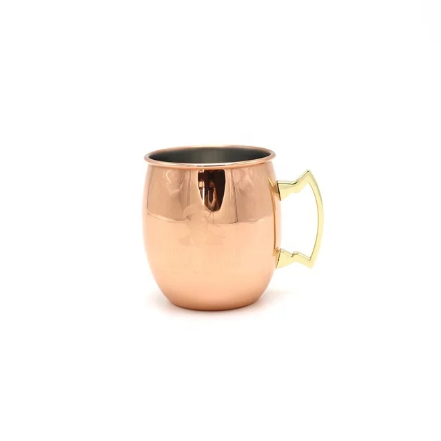 16oz Food Safe Handcraft Moscow Mule Barrel Copper Rose Gold Plated Drink Coffee Beer Cocktail Vodka Mint Julep Tea Mug Pint Cup