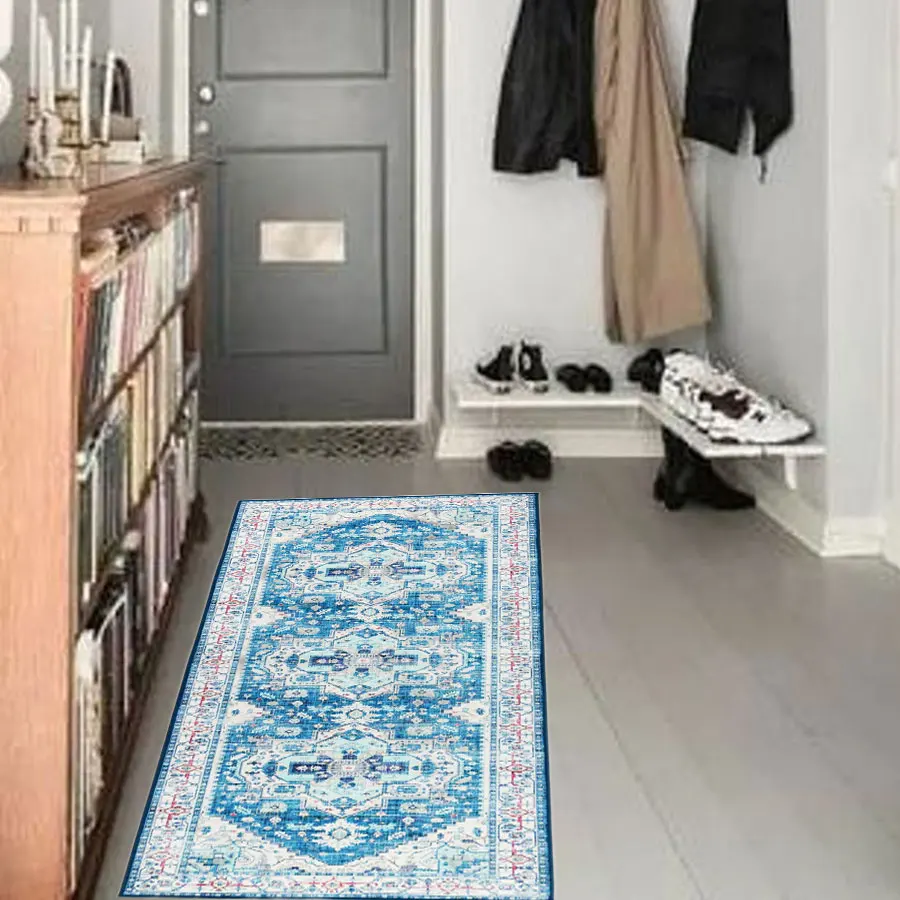 Oriental Washable Runner Rug 2x6 Kitchen Runner Rugs Non Skid Washable Runners for Hallways with Rubber Backing Vintage Carpet