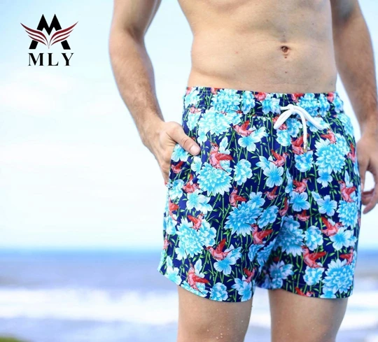 MLY supplier print popular trunk mens swimsuit quick dry board shorts swim trunks