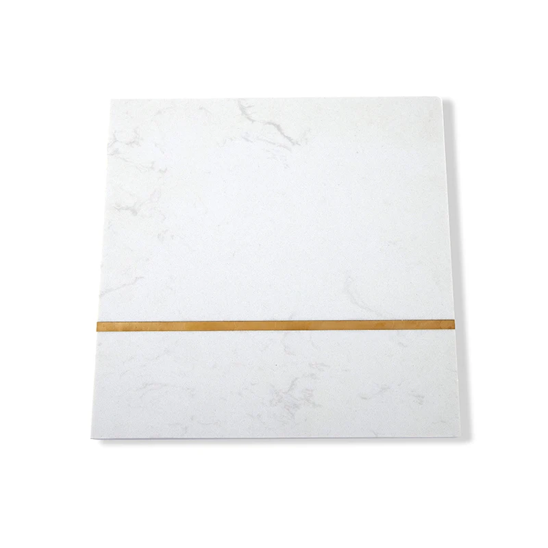 2025 elegent white marble plate with brass copper bar square stone food tray natural stone marble serving plates trays boards