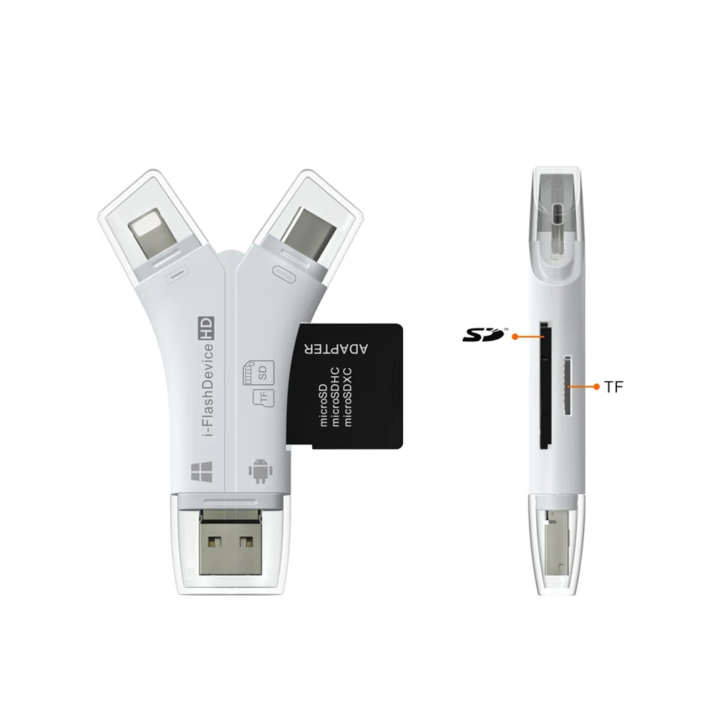 
best selling High Quality And Speed Multi 4-In-1 Memory Card Reader Adapter Trail Game Camera Viewer for iPhone/iPad/Macbook/And 