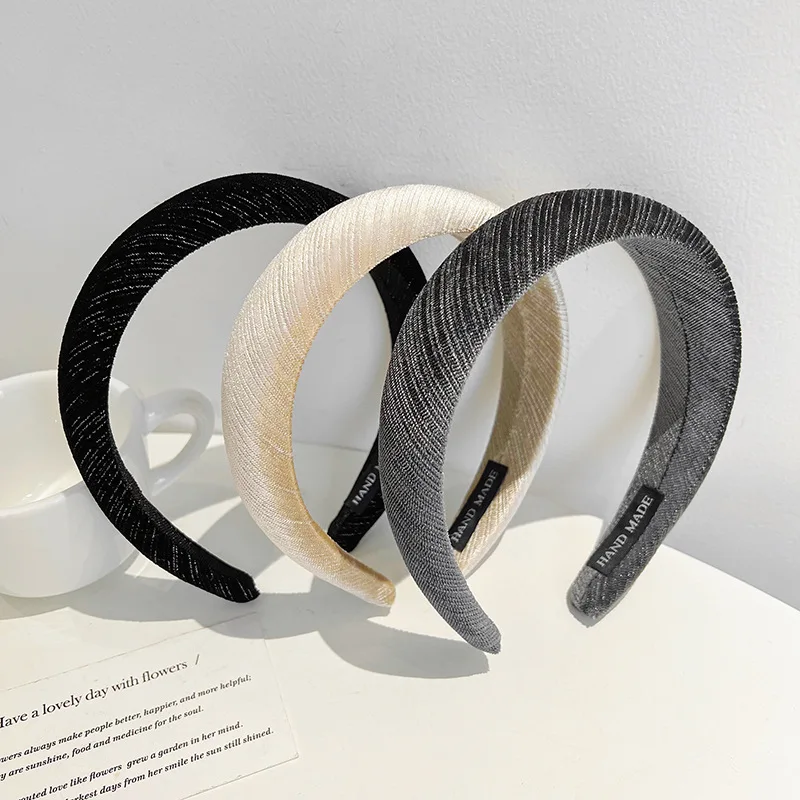 Korean autumn/winter wide edge canary sponge hair hoops high cranial top minority pressure hair gradient hoops all match