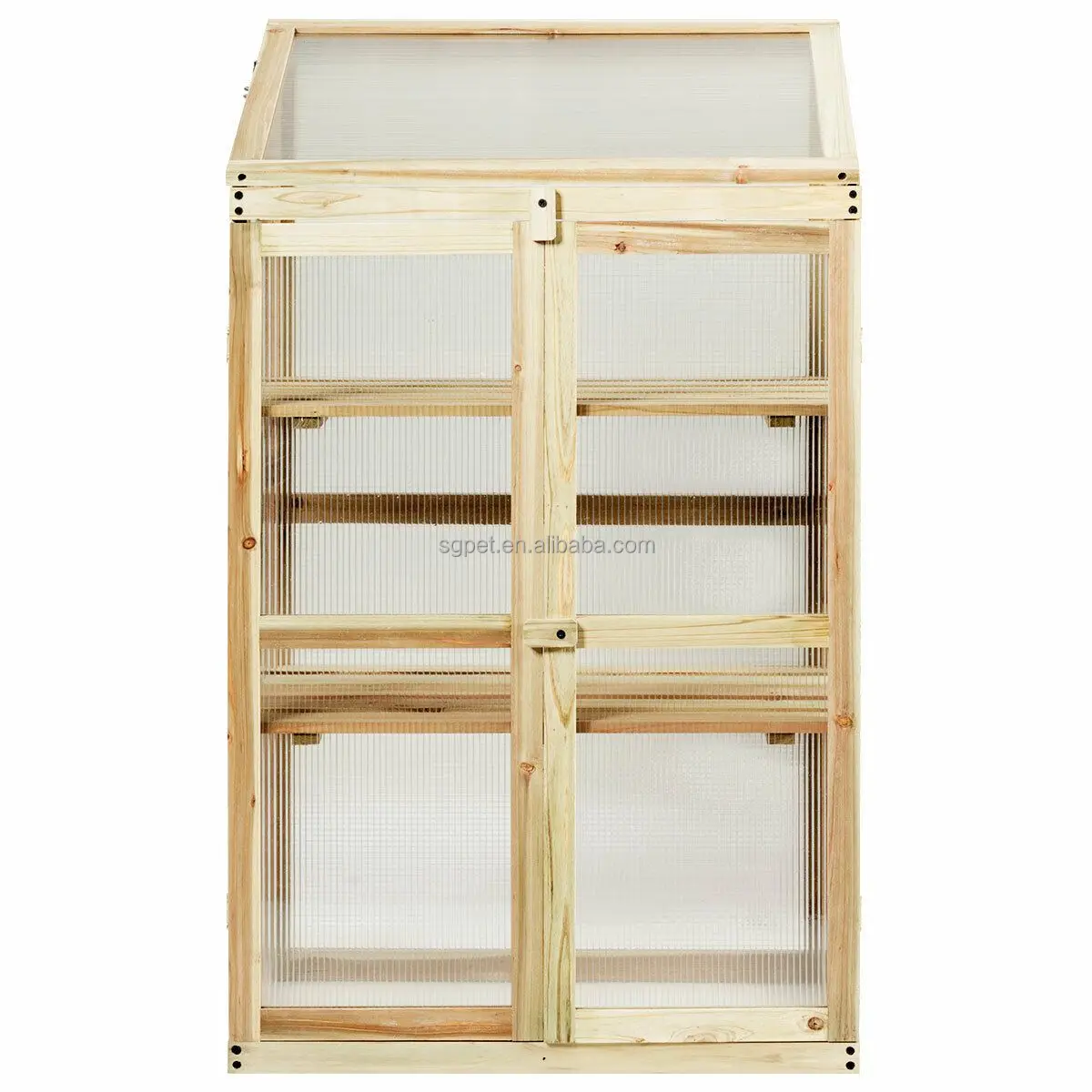 Outdoor Mini Greenhouse, Wooden Cold Frame With Bottom Shelf