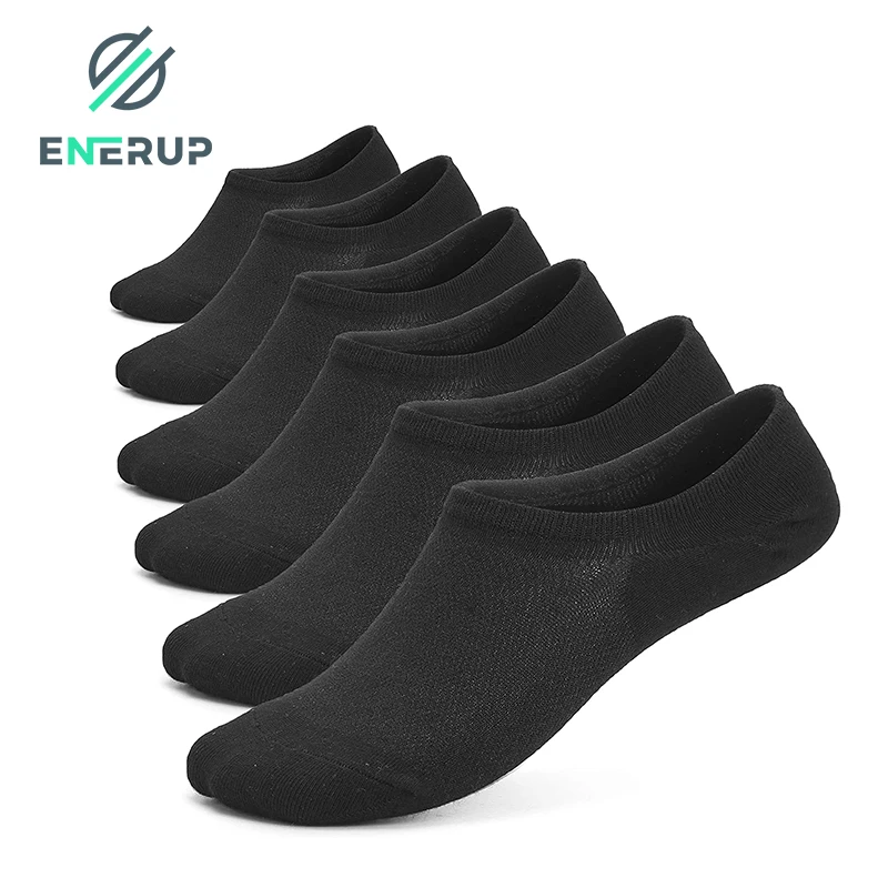 Enerup Custom No Show Cushioned Socks Women Men Anti-Bacterial Invisible No Binding Bamboo Socks