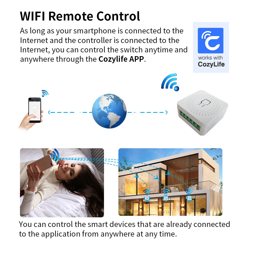 Smatrul 16a Mini Tuya Zigbee 2 Way No Neutral Line Wireless Wall Switch Module Relay Voice Control Smart Home Google Home Alexa