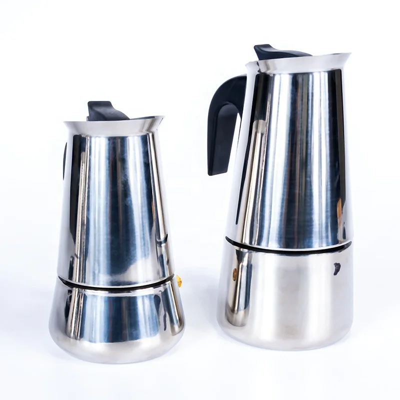 2022 Hot Silver Stainless Steel Portable 6-Cup Moka Pot Espresso Coffee Maker