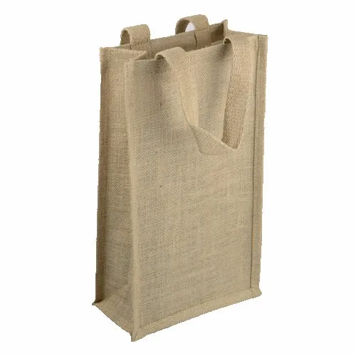2 bottles Burlap Wine Bags Jute Gift Wine Bag with transparent window