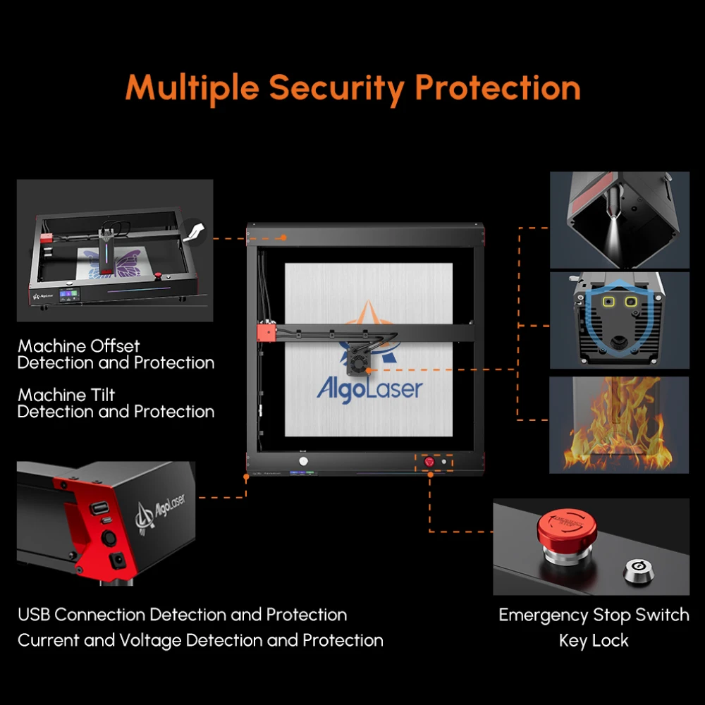 Algolaser Desktop DIY Lazer Engraving and Cutting Automatic Air-assist System Laser Engraver Machines