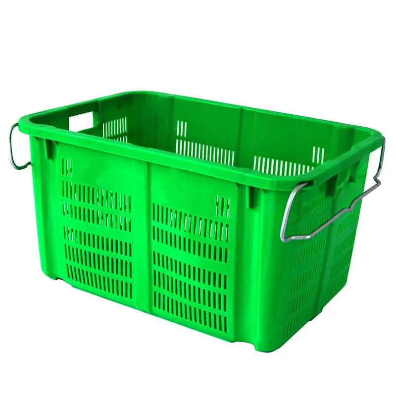Manufacturer Plastic Crates for Fruits and Vegetables Plastic Moving Crates Stackable with Handle