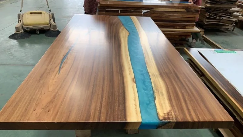 resin wood river tea table top