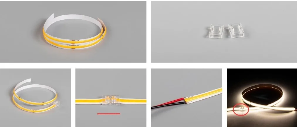 New Crystal Clip Board to Wire | Board 2 3 4 5Pin 5mm 8mm 10mm 12mm Female Type LED COB strip Connector for Cuttable Lighting