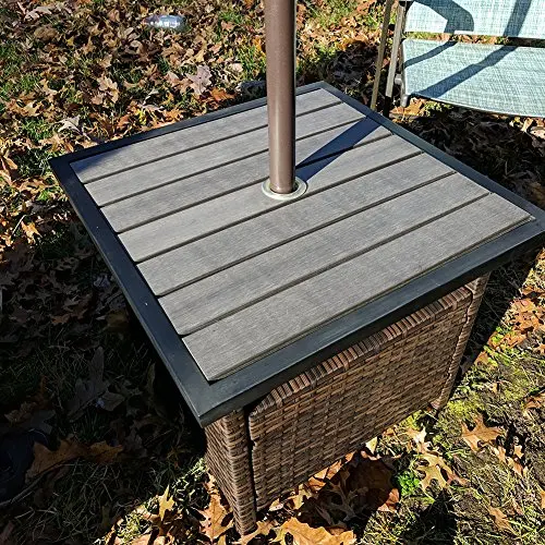 Danlong Patio Umbrella Stand All Weather Wicker Rattan Umbrella Table Garden Furniture Deck Pool Table