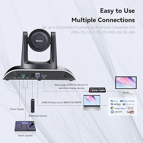 Камера 4k 12x opticl зум и беспроводной громкоговоритель все-в-одном Конференц-видео камера система Комплект USB HDM1