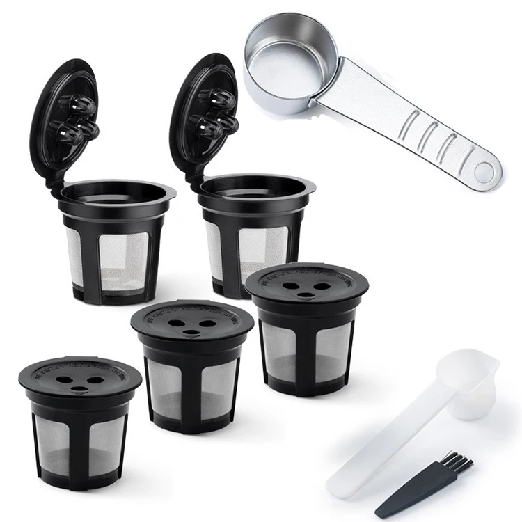 4 Reusable K Cups for Coffee Makers Universal Fit Black Refillable Kcups espresso coffee filter