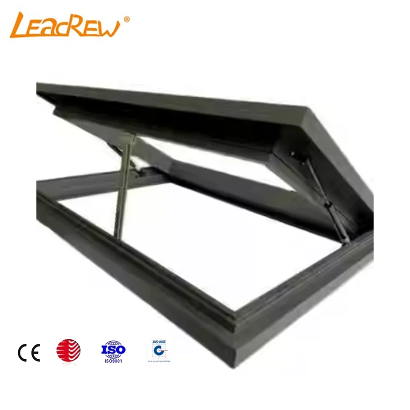 Thermal Break Aluminum Frame Glass Awning Window Fire Protection And Smoke Exhaust Hydraulic Support Skylight Roof Window