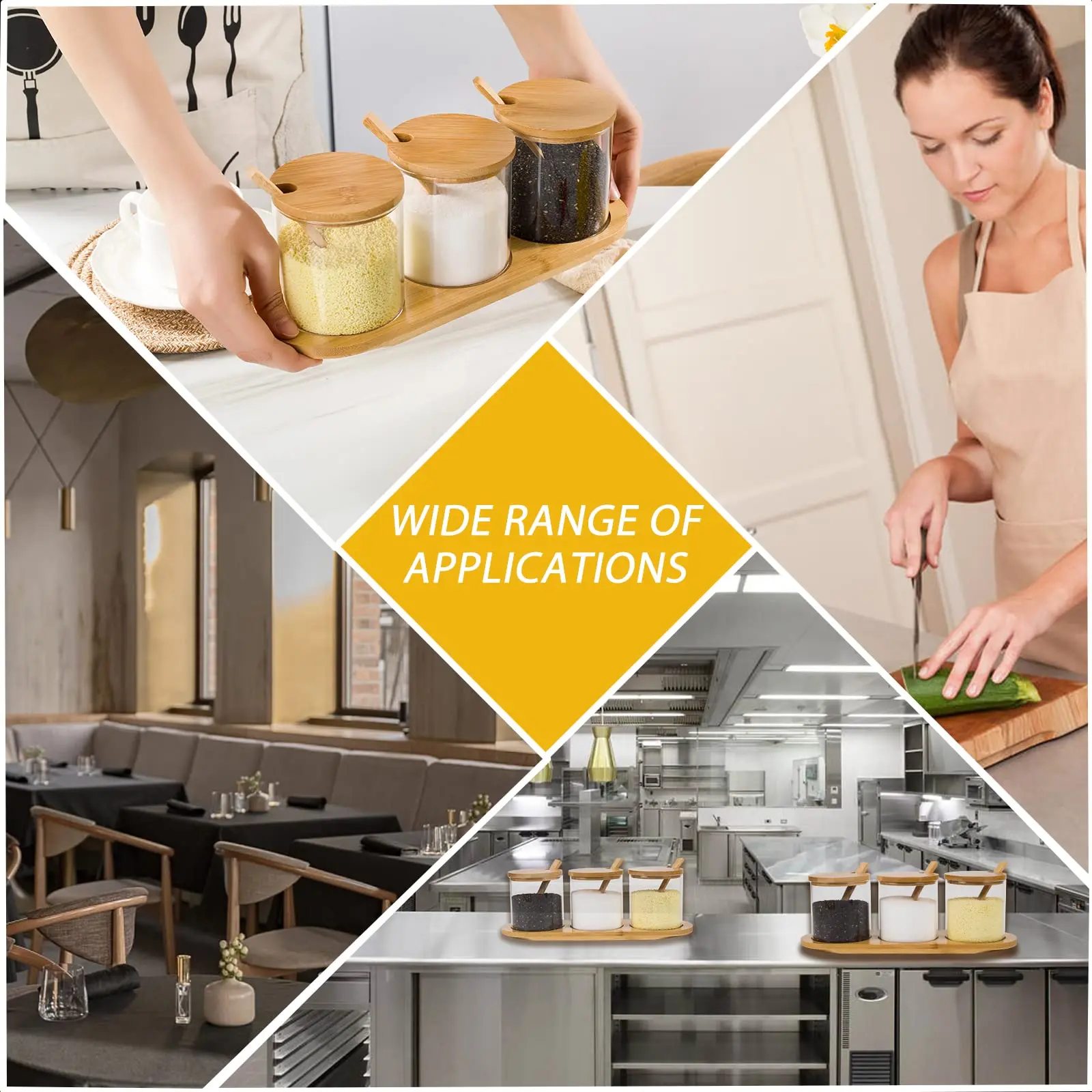 Glass spice jar kitchen seasoning jar set  With Lid Salt And Pepper Containers Food Storage Box With Spoons