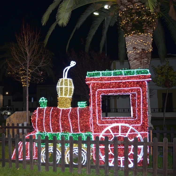 Outdoor 3D Train lighted Commercial display large motif lights LED Train for Christmas  New Year