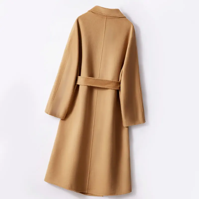 Women Winter Autumn Spring 100% Cashmere Coat With Belt Long Coats Top Quality Customized Service