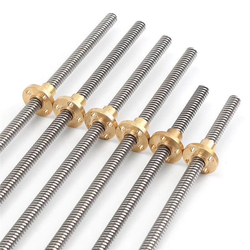 High Quality T12 T16 T18 T20 T22 trapezoidal lead screw Stainless Steel 12mm 16mm 20mm Lead Screw with Brass Nut