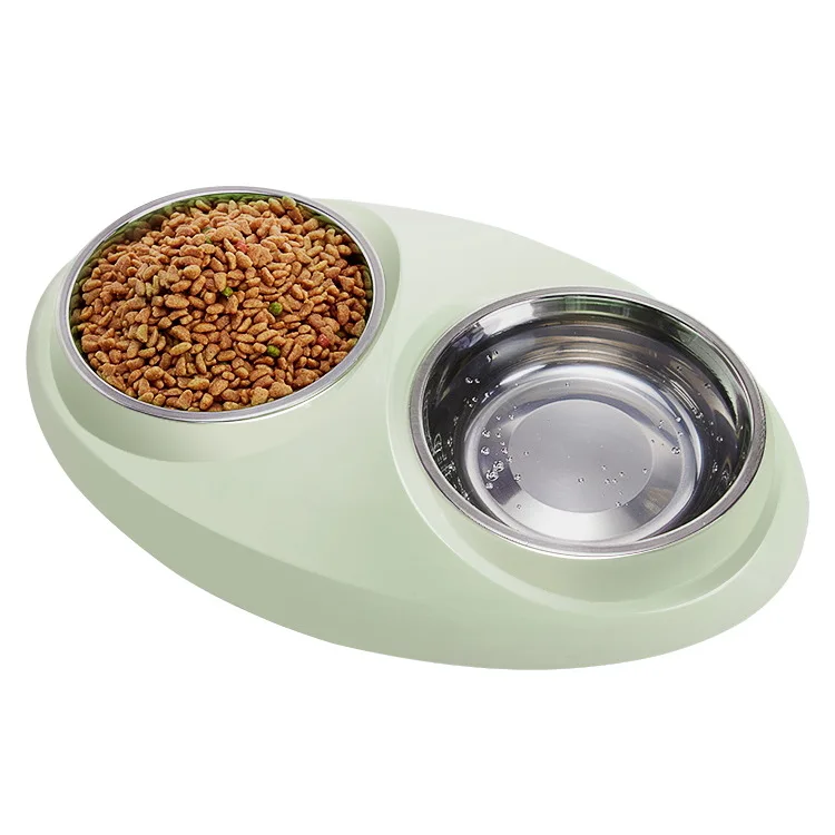 Amazon Hot Sale Stainless Steel Taiji Double Pet Bowl Dual Purpose Plastic Dog Cat Feed Bowl from Pet Supplies Manufacturer