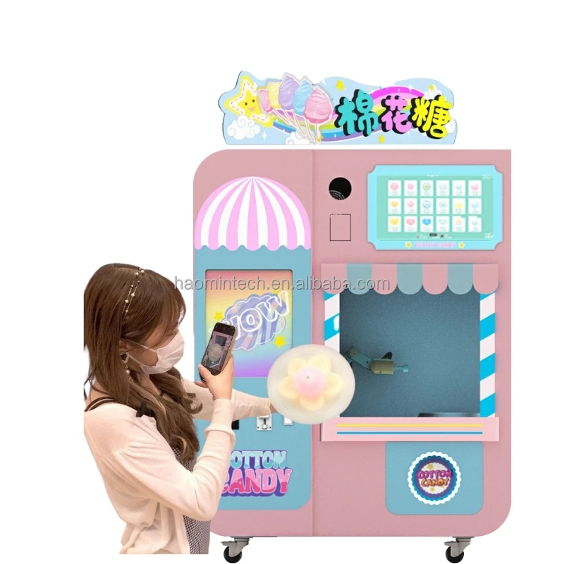 Automatic Cotton Candy Machine for 60 Kinds of Flower Pattern More Payment Cotton Candy Vending Machine for Business