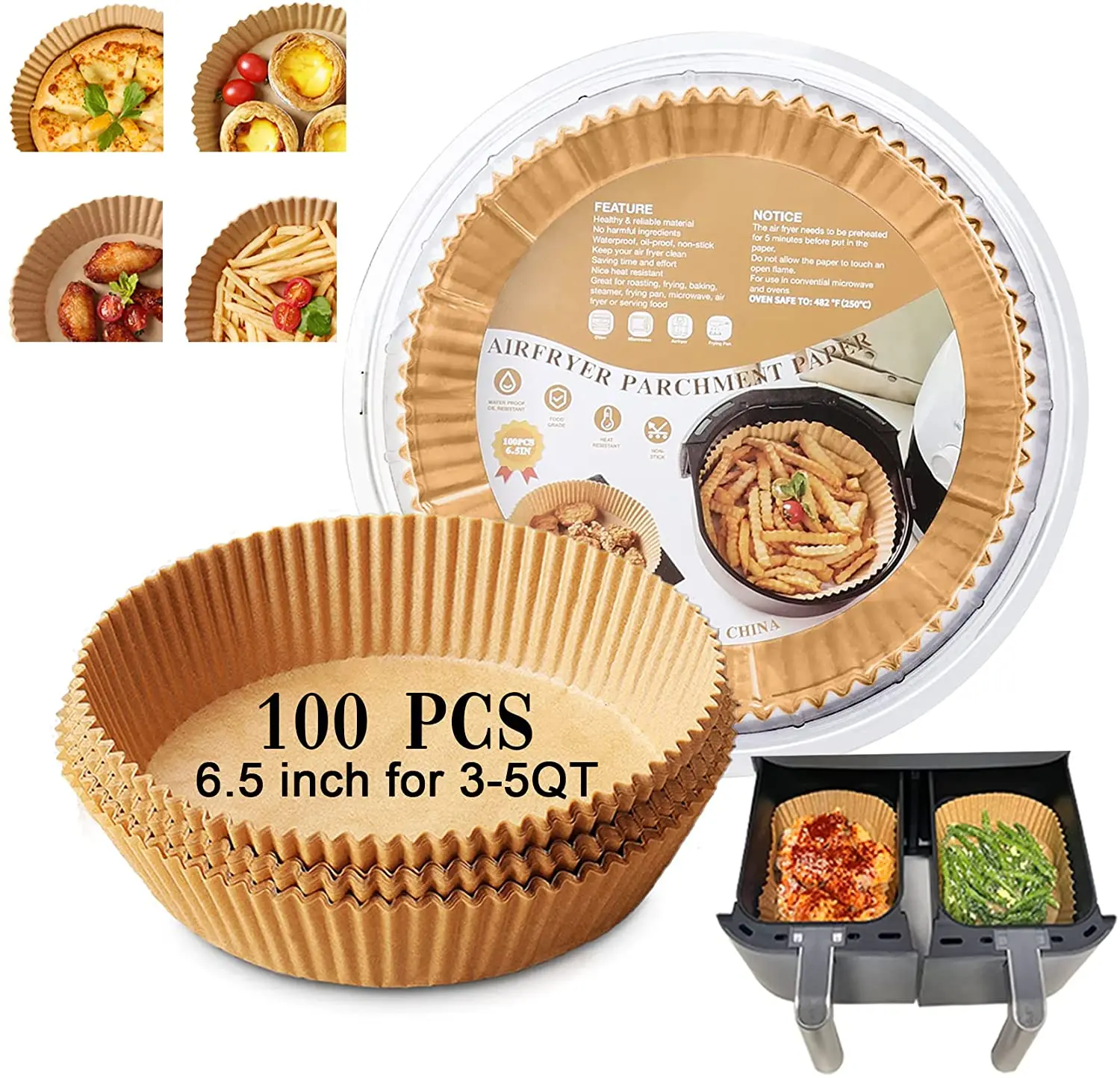 Wholesale Air Fryer Parchment Paper Liner Non-stick Greaseproof Disposable Air Fryer Paper