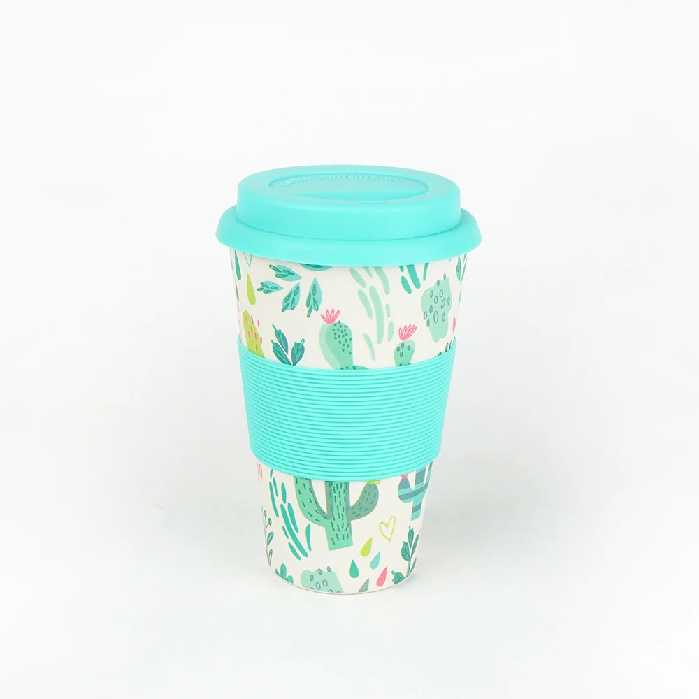 Custom Printing Insulation Take Away Ceramic Coffee Cup With Silicone Lid