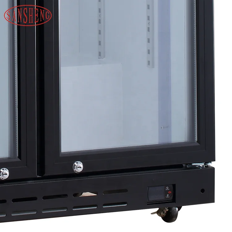 Custom New Design Refrigeration Equipment Double Door Upright Refrigerator Cooler Display