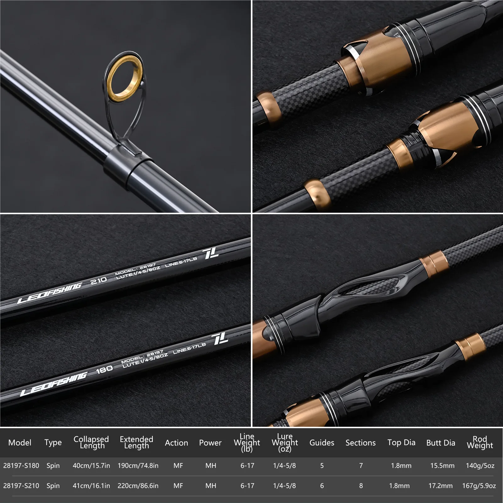 LEO 1.8M 2.1M Portable Telescopic Fishing Rod with Straight Handle Retractable Lure Rod for Sea Fishing